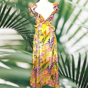 Colorful Tropical Print Maxi Dress, True Destination Resort Wear NWT Size Small